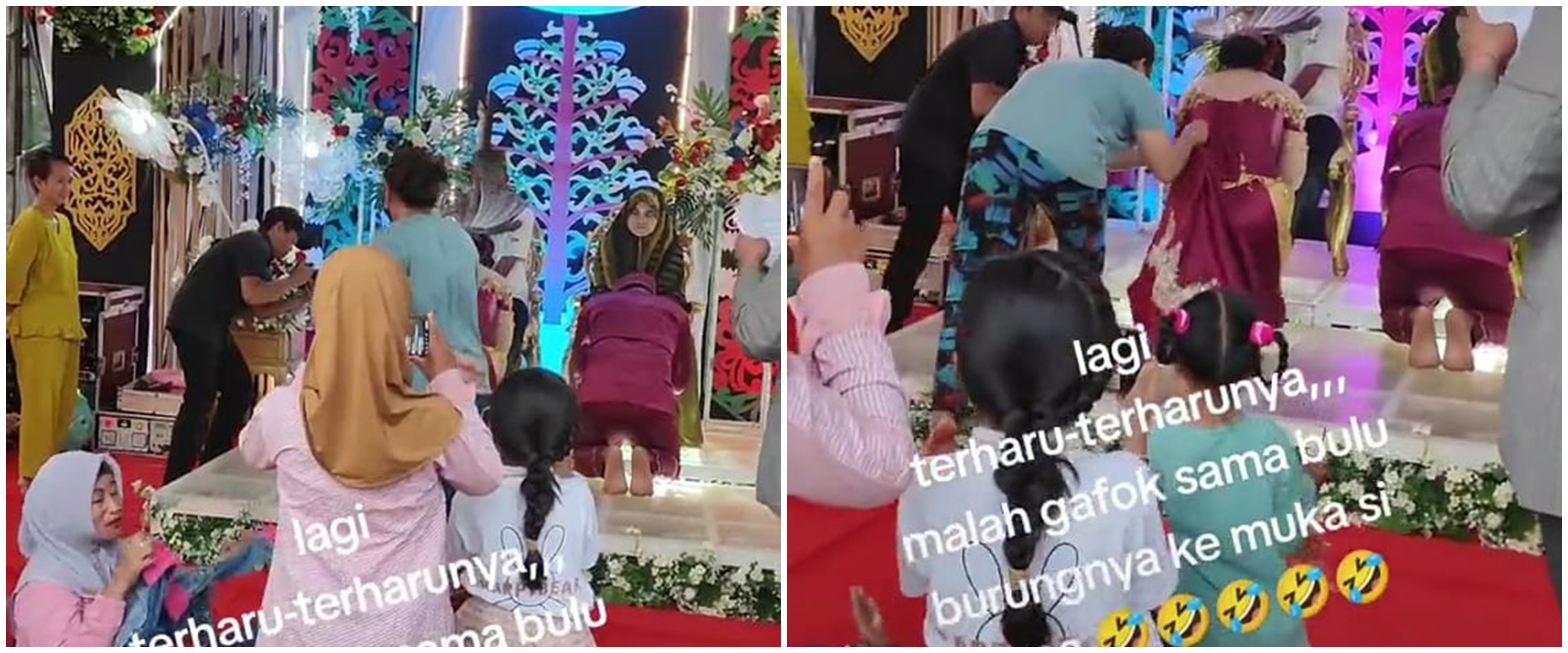 Gegara bulu, momen sungkeman yang seharusnya haru ini malah bikin pengin ngakak, tapi sungkan