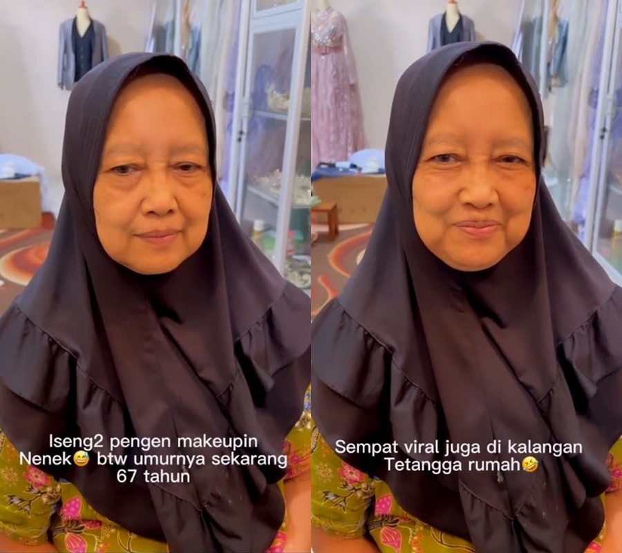 Nenek usia 67 tahun ini dirias cucu hasilnya bak beda orang, bukti makeup bisa sulap wajah jadi muda