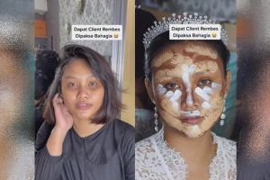 Teknik makeupnya bikin ngeri, wanita sawo matang dirias MUA jadi pengantin bold ini malah mirip Aurel