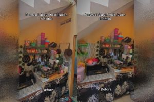 Makeover dapur kolong tangga penuh perkakas, potret hasilnya yang estetik ini bisa jadi ide emak-emak