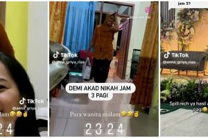 Viral pengantin gelar akad nikah jam 3 pagi, begini momen khidmatnya