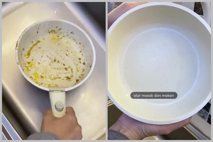 Pantas saja masih kuning, ternyata begini cara benar bersihkan noda lemak di teflon
