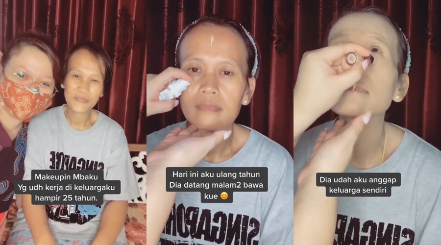 Wanita ini rias asisten rumah tangga jadi 20 tahun lebih muda, bukti makeup bisa sulap wajah