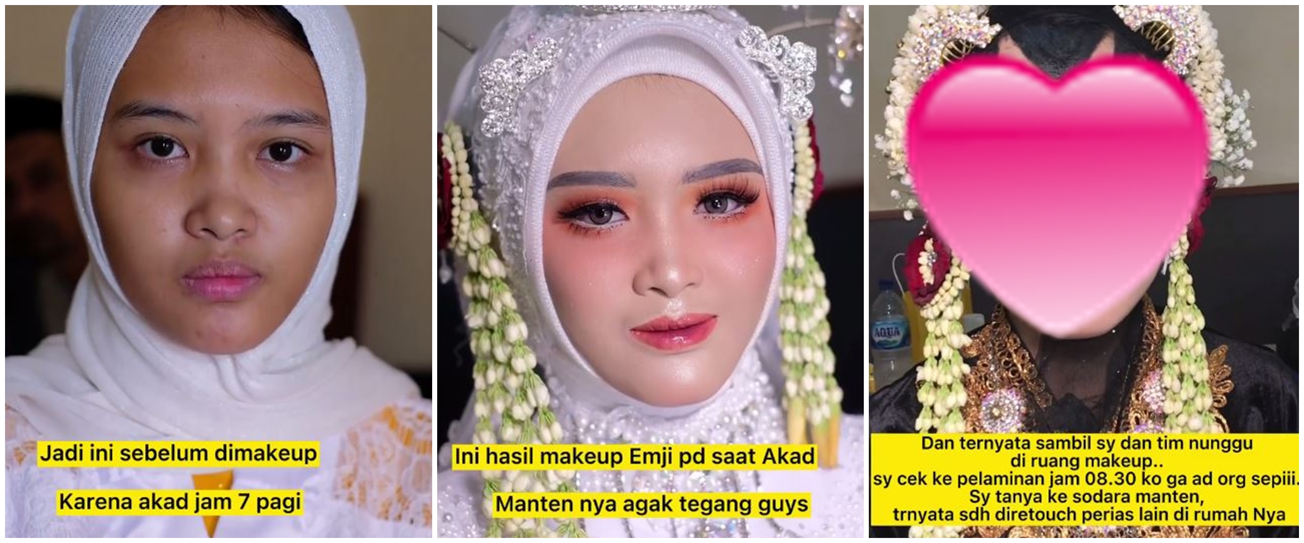 Makeup diubah total oleh MUA lain ini hasilnya bikin nyesek, pengantin nyaris nangis di pelaminan