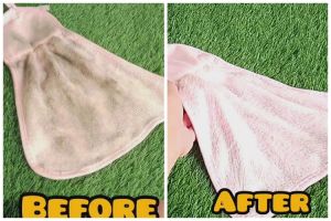 Tanpa disikat atau direndam lama, ini cara mencuci handuk dapur dekil pakai tambahan 1 bahan dapur