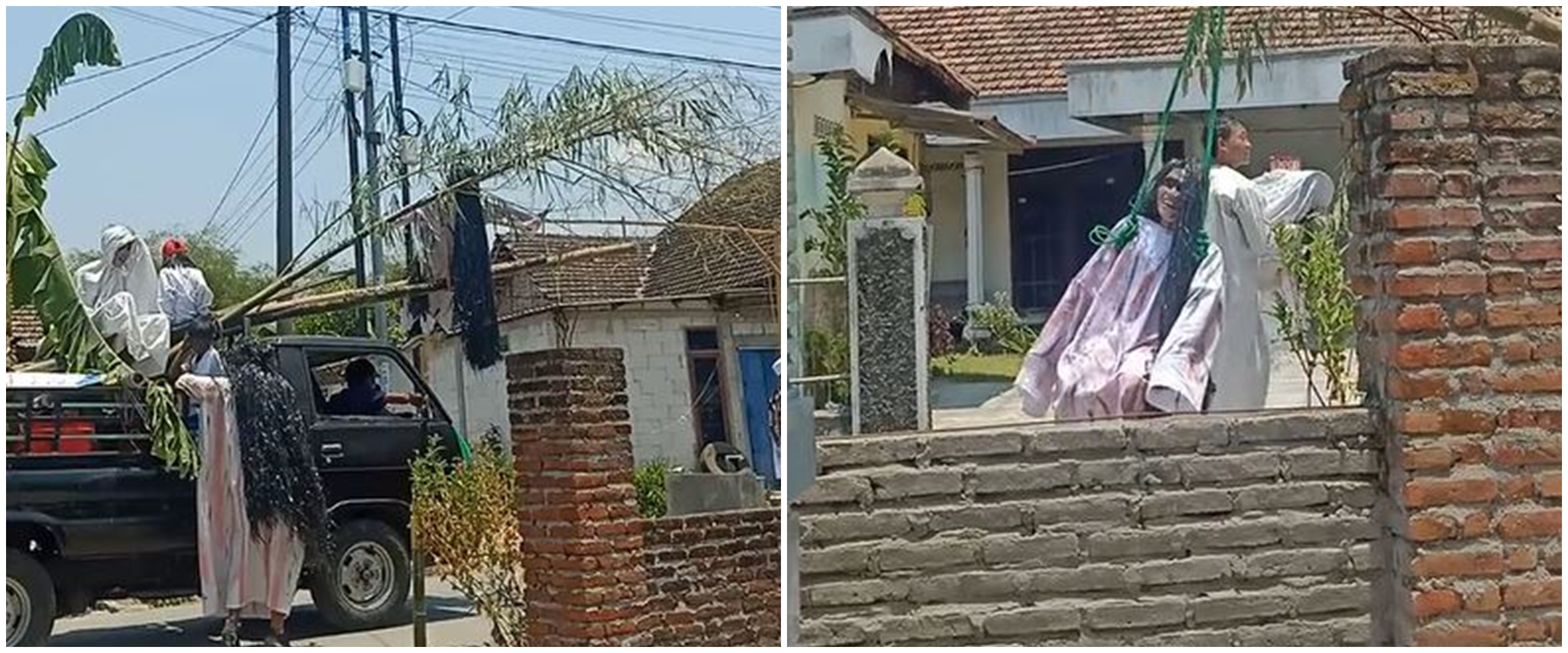 Momen kocak kelakuan warga kampung cosplay jadi kuntilanak saat siang bolong ini bikin ngakak