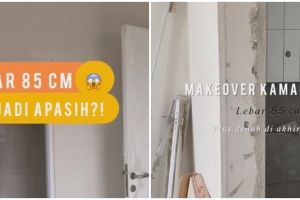 9 Potret makeover kamar mandi lebar 85 cm jadi ala toilet apartemen ini perubahannya bikin melongo