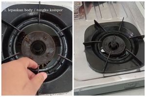 Modal Rp2.000, begini cara cepat bersihkan tungku kompor berkerak tanpa direndam air