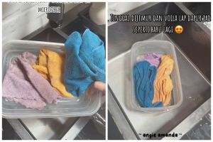Cara mencuci lap dapur tanpa sitrun dan sabun cuci piring, ampuh pakai 2 bahan dapur