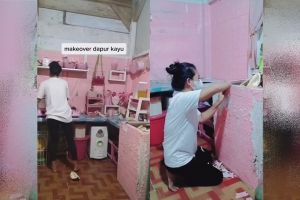11 Potret dapur kayu sederhana serba pink usai di-makeover ini bukti estetik dan nyaman tak harus mewa