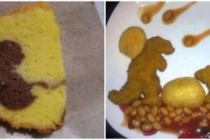 11 Potret kocak kebetulan pada makanan ini nyeleneh pol, ada bolu bergambar janin