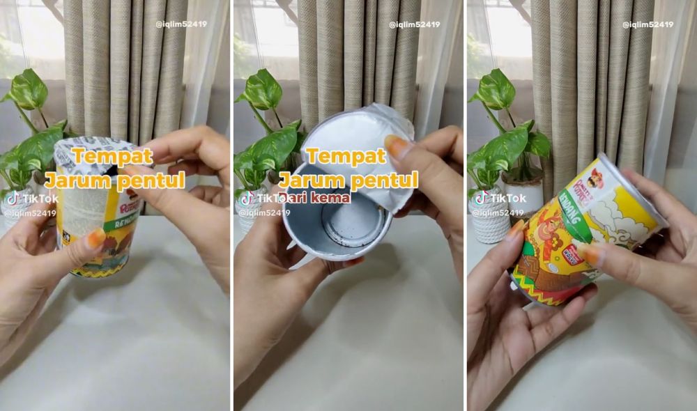 Bukan disematkan di jilbab, cara buat tempat jarum dari kemasan bekas bikin pentul tak mudah hilang