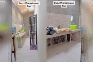 8 Potret dapur mirip gang ini tampak luas usai di-makeover bahkan ada mini bar, hasilnya estetik pol