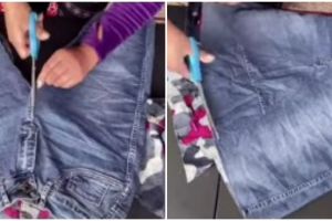 Nggak usah repot dijahit, ini cara ubah celana jeans bekas jadi rok pakai 1 bahan perekat