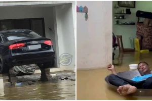 11 Potret kocak kelakuan orang akali banjir ini nyeleneh bin kreatif, bikin tepuk jidat