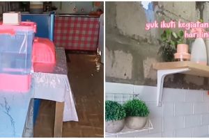 7 Potret dapur dinding batako ekspos penataannya rapi dan antidebu, bikin minat masak meningkat