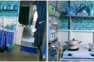 9 Potret dapur kayu serba biru ini visualnya bikin mata segar, masak jadi nggak ngebosenin