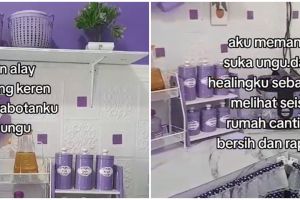 7 Potret dapur mungil tanpa kitchen set estetiknya bikin nggak mager masak, buat pecinta violet mupeng
