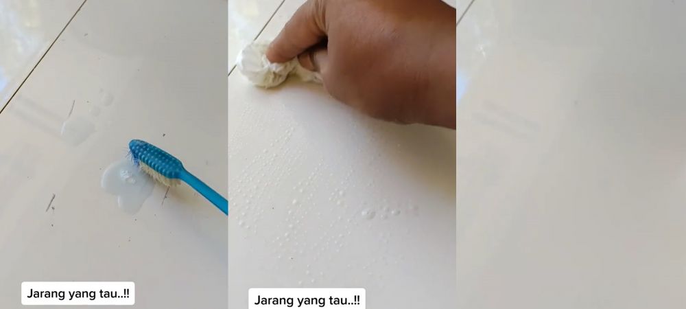 Tak pakai thinner, ini cara bersihkan noda baret keramik kena standar motor pakai 1 cairan pembersih