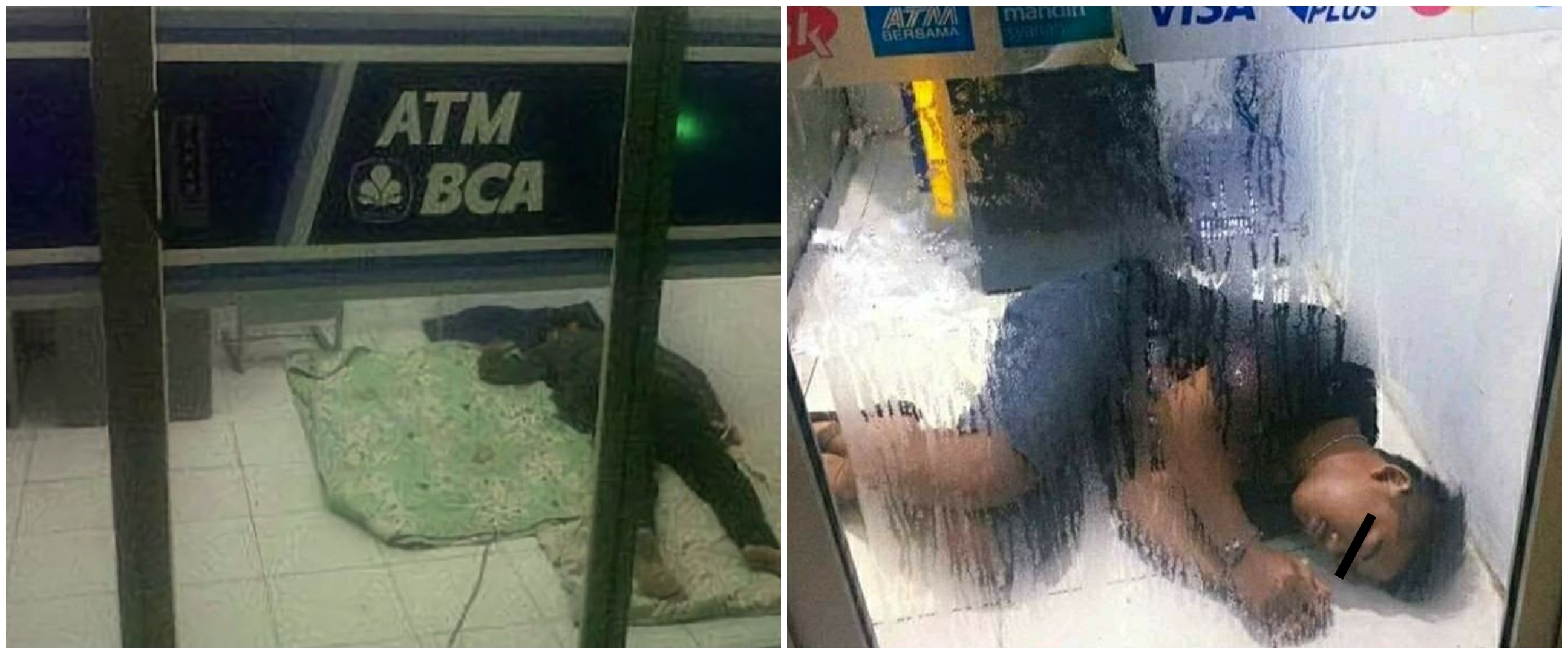 11 Potret kocak kelakuan nyeleneh orang tidur dalam ATM ini nyaman banget serasa kos-kosan sendiri