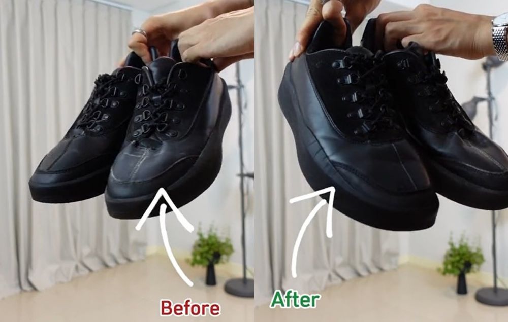 Bukan disemir, trik bersihkan sepatu kulit hitam auto kinclong dalam 1 menit pakai 1 jenis kulit buah