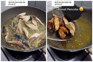 Aksi wanita tunjukkan cara lain goreng ikan ini bikin tercengang kagum, dijamin minyak tidak meletup