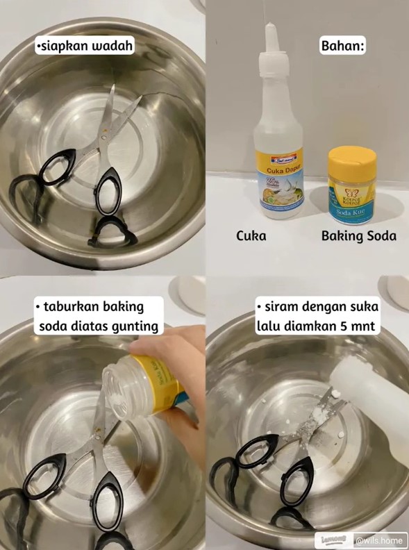 Bukan pakai pasta gigi, ini trik hilangkan noda karat pada gunting pakai 2 bahan dapur