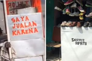 Bikin penasaran lanjutannya, 13 tulisan lucu di gerobak dan spanduk pedagang ini nyeleneh pol