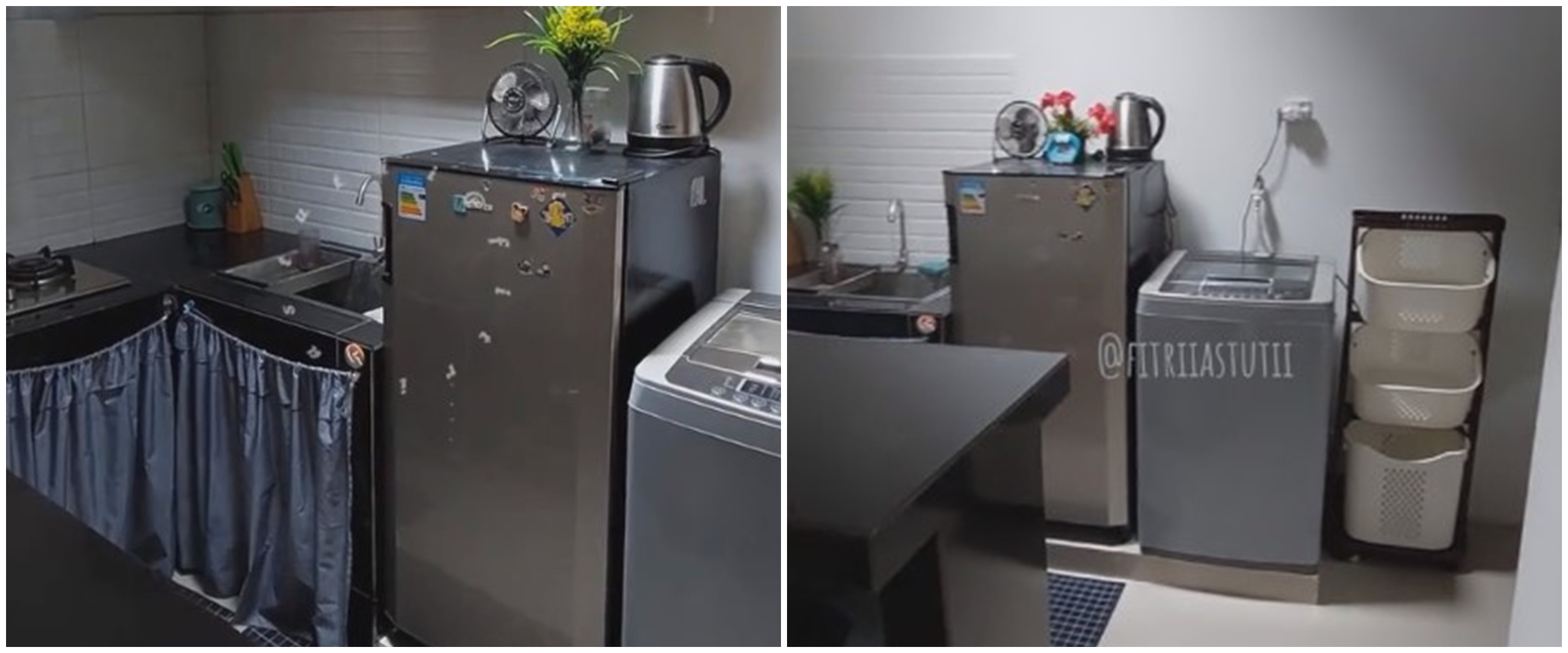 Biarpun simpel, 9 potret dapur mungil pakai mini bar serba monokrom ini estetiknya elegan dan mewah
