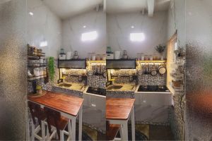 11 Potret dapur mungil monokrom pakai mini bar ini super estetik, inspirasi dekor idaman anak muda