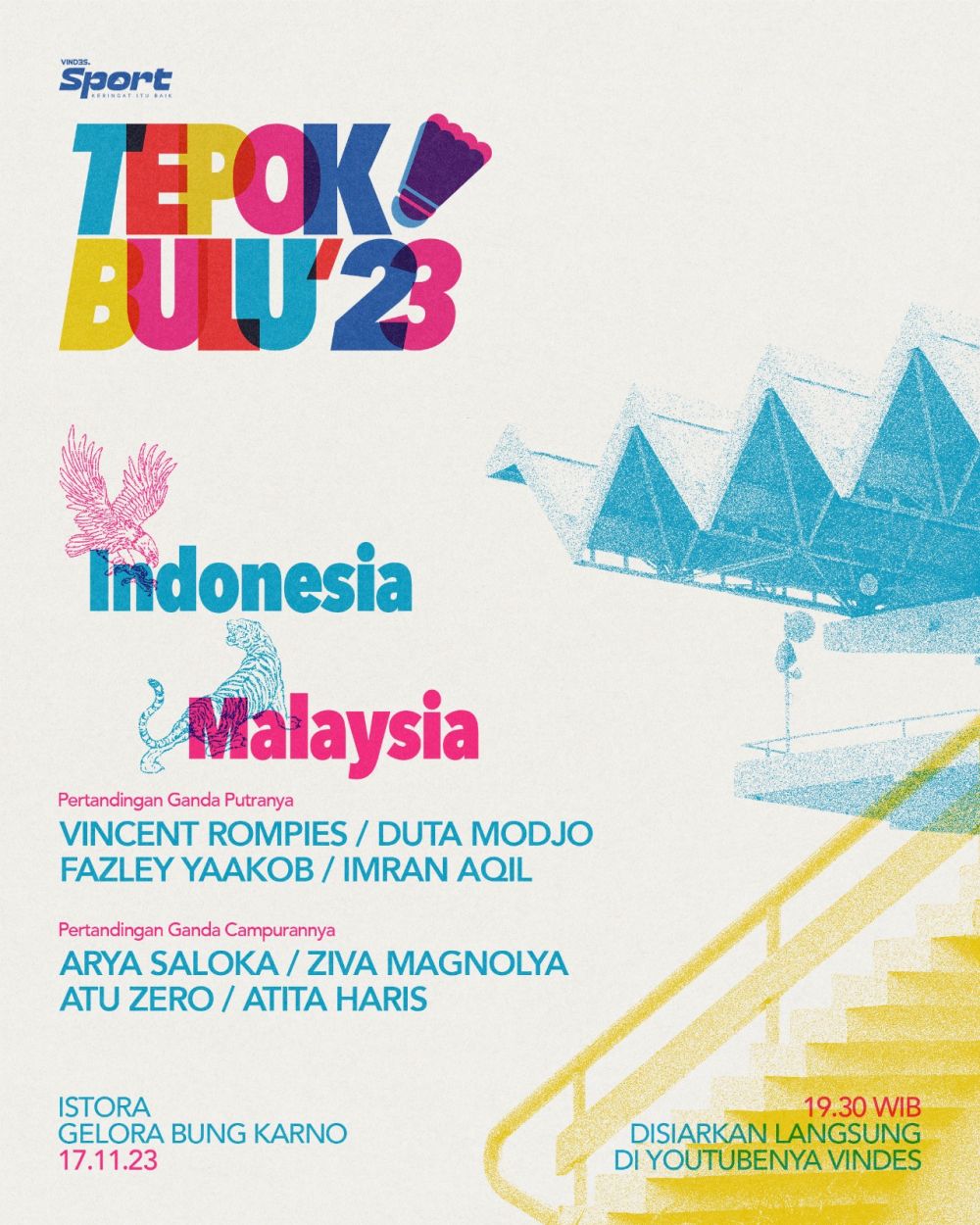Dimeriahkan oleh deretan seleb papan atas, Vindes hadirkan Tepok Bulu 2023 Tribute to Istora