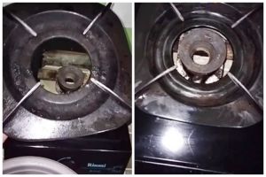 Cuma modal Rp7.000-an, ini trik membersihkan kerak membandel di tungku kompor pakai 3 bahan dapur