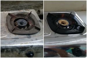 Tak direndam air, begini cara membersihkan kerak dan noda minyak tungku kompor gas cuma modal Rp3.000