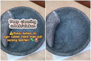 Bukan pakai sabun, ini cara mencuci cobek batu agar bersih maksimal dan bebas bau dengan 1 bumbu dapur