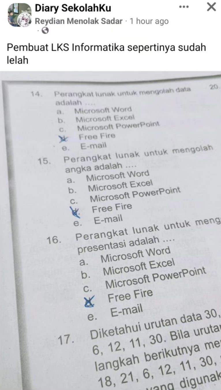 11 Potret kocak soal pilihan ganda ini bikin gagal paham, mungkin pembuatnya lelah