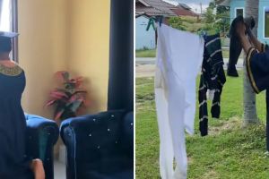 Akibat tak mau rugi, aksi kocak pria kenakan toga sambil bersih-bersih rumah ini idenya di luar nurul