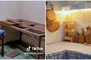 Bukan dicor pakai semen, 11 potret makeover dapur gunakan meja kayu ini hasilnya nggak kalah keren