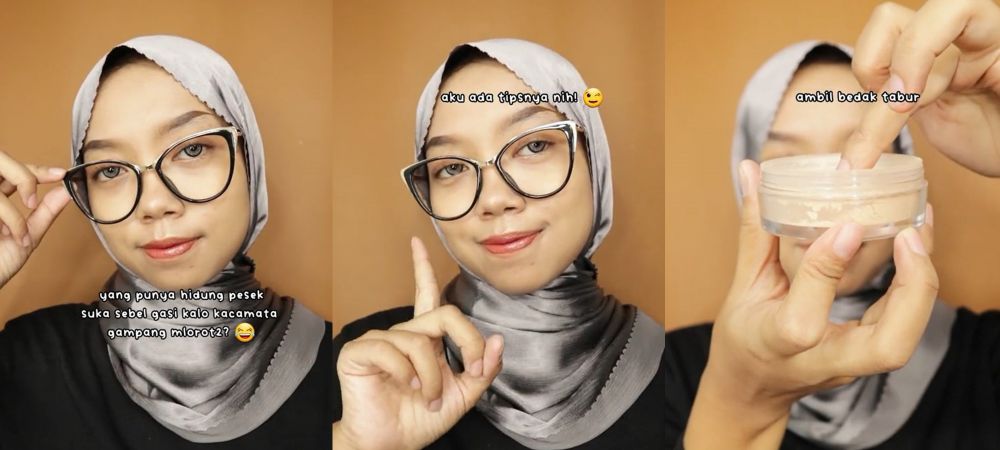 Nggak perlu pakai penyangga, ini trik bikin kacamata anti melorot cuma pakai 1 alat makeup