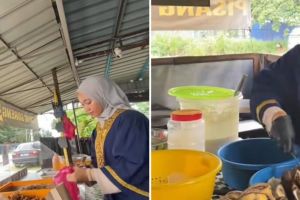 Wanita ini nekat jualan pisang goreng di pinggir jalan pakai toga, alasan di baliknya bikin haru