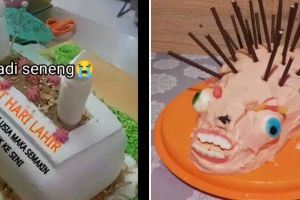 Bingung mau senang atau sedih, 11 potret kocak desain kue ulang tahun ini nyelenehnya di luar dugaan