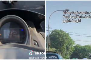 Gaya duduk saat dibonceng di atas motor ini cuma cewek yang bisa, bikin pengendara lain melongo