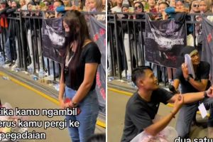 Momen cowok beranikan diri melamar kekasih di tengah konser ini endingnya bikin ngenes