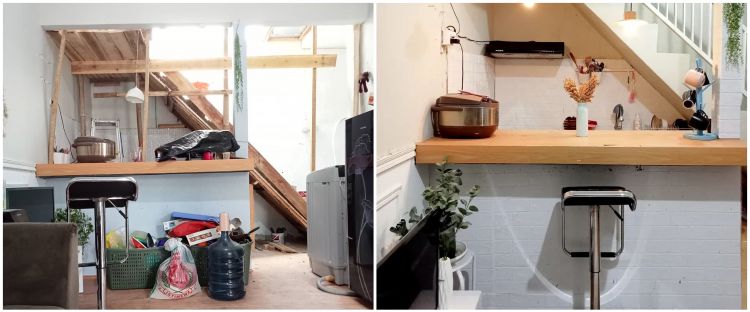 9 Potret dapur bawah tangga rumah subsidi pakai mini bar ini