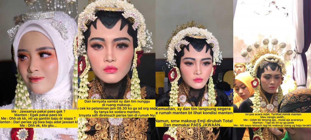 Sudah tampil flawless, makeup pengantin ini diubah total MUA lain malah hasilnya bikin miris