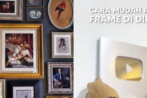 Tak perlu digaris pakai pensil, ini trik pasang frame sejajar di tembok cuma pakai 1 bahan perekat