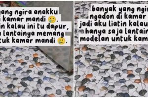 Desain dapur ini nyelenehnya bikin heran, kombinasi keramiknya auto bikin pusing 7 keliling