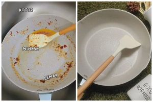 Tak perlu digosok pakai spons, ini trik mencuci wajan penuh lemak mengandalkan 1 alat