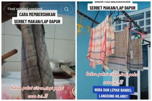Tanpa sitrun dan baking soda, ini trik mencuci lap dapur dekil berminyak agar kesat lagi pakai 3 bahan