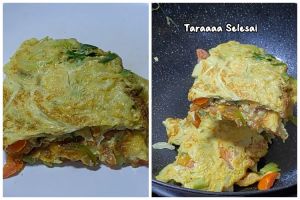 Tanpa tambahan terigu, ini trik masak telur dadar tebal dan padat cukup tambah 2 bahan makanan