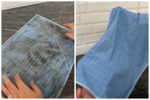 Cukup tambah 1 bumbu dapur, ini trik cuci lap dapur dekil & berminyak agar kinclong meski tak disikat